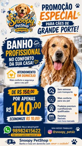 BANHO E TOSA EM DOMICÍLIO - SNOOPY PETSHOP 