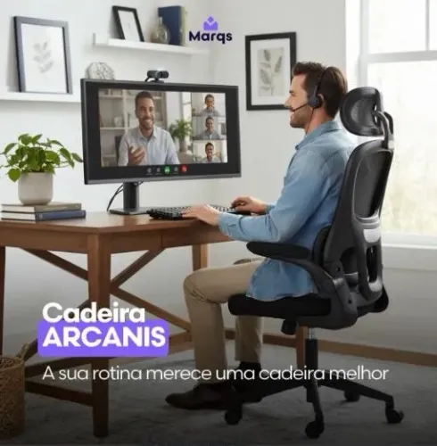 Cadeira Escritório Presidente Ergonômica Arcanis Preto Marqs