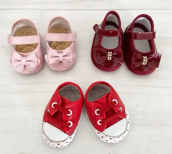 3 sapatinhos bebê menina lote