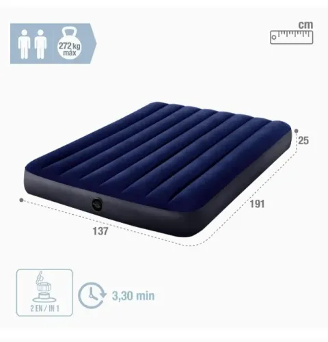 Colchão Dura-Beam Classic Downy Casal - INTEX Azul