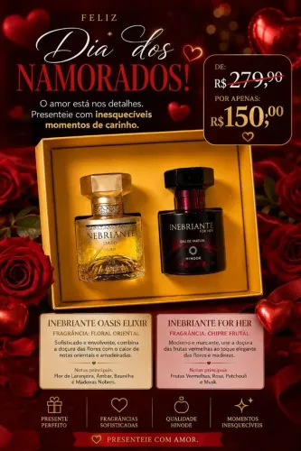 Kit Perfumes Hinode 30ml Dia dos Namorados