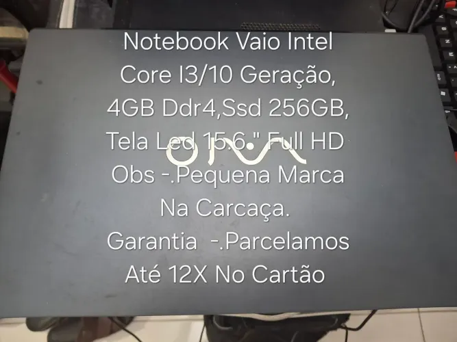 Notebook Vaio Intel Core I3 10 Ger./Ssd 256GB/ 4GB Ddr4 - Garantia