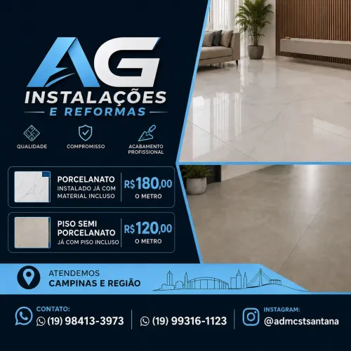Instalação porcelanatos incluso material confira no anúncio.