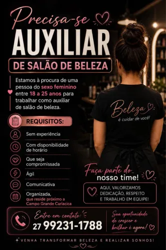 Precisa-se auxiliar salão de beleza