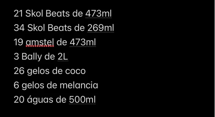 Vendo estoque de bebidas que sobraram de bar de evento