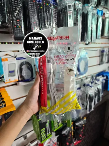 extensão elétrica Megatron de 5 metros bivolt com capacidade de 10A