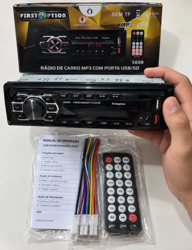Rádio de Carro com Bluetooth e Rádio FM
