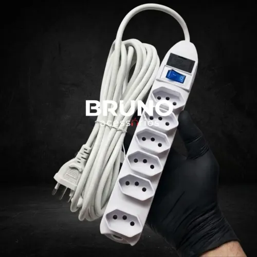 Filtro de linha extensão elétrica 5 metros com bivolt e interruptor liga e desliga