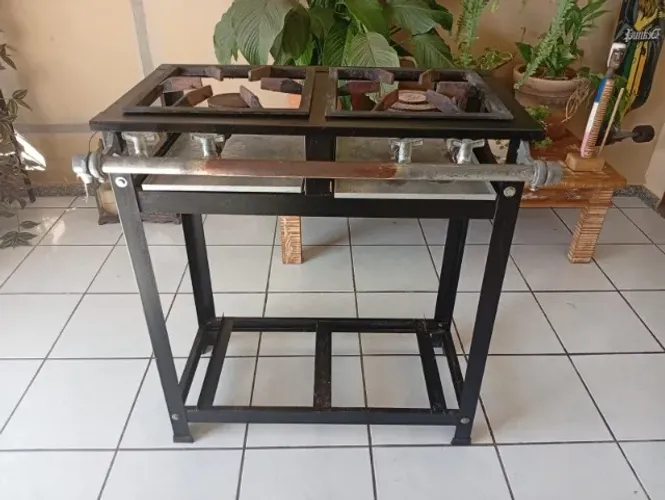 Fogão Industrial 2 Bocas Baixa Pressão - Chama Dupla e Simples + Bandeja