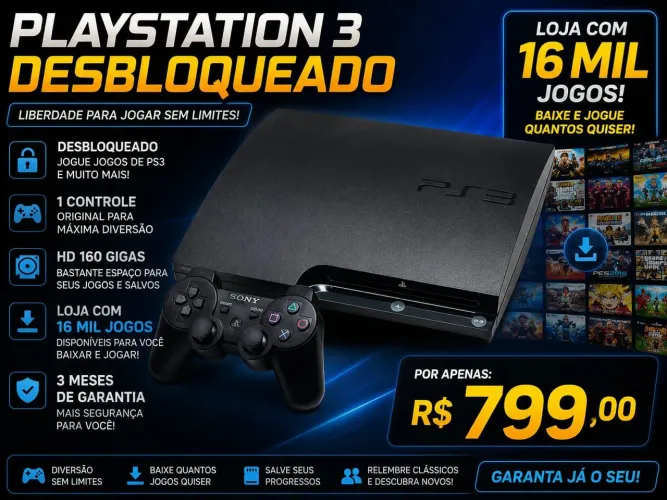 Ps3 desbloquead oferta garantia Dividi cartão acréscimo 