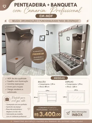 Penteadeira e Camarim de MDF