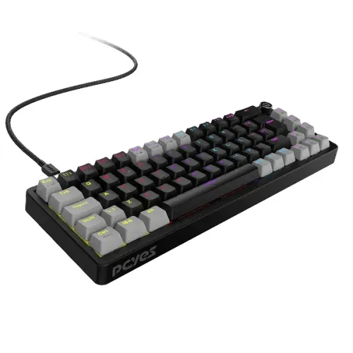 Teclado Mecânico 65% Pcyes Mecka Black Vulcan - Switch Blue - Led Rainbow - Tpmkbvbl