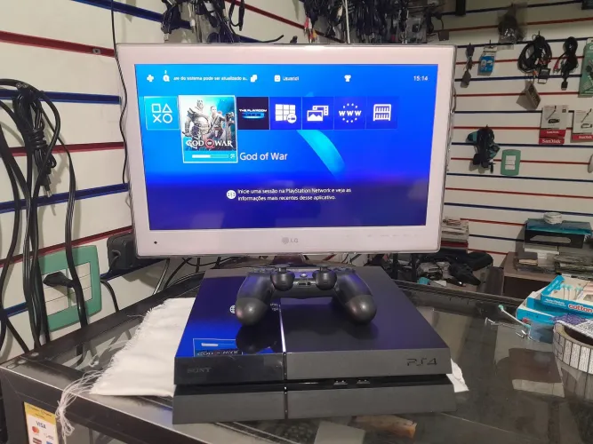 Playstation 4 + 1 controle + jogo aceito cartão de crédito cel 19- * whats