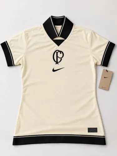 Camisa Polo Corinthians Bege Claro Feminino
