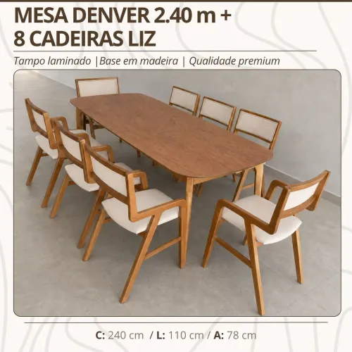 Mesa de Jantar elegante com 8 cadeiras