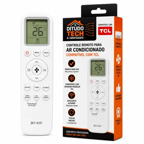 Controle Remoto Para Ar Condicionado Compatível com TCL - Novo - Ditudo Tech e Variedades