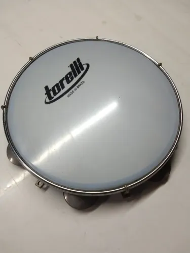 Pandeiro Torelli 10" ABS Azul Pele Leitosa - Ótimo Estado