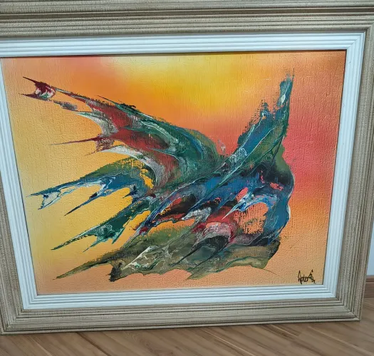 Quadro decorativo, óleo sobre tela, pintura abstrata, medindo 1m (largura) X 0,80 (altura)