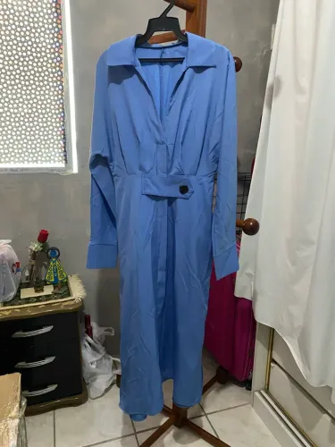 Vestido social ocasional azul