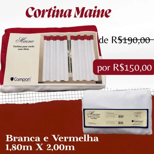 Cortina Maine Campari Branca e Vermelha (Nova)