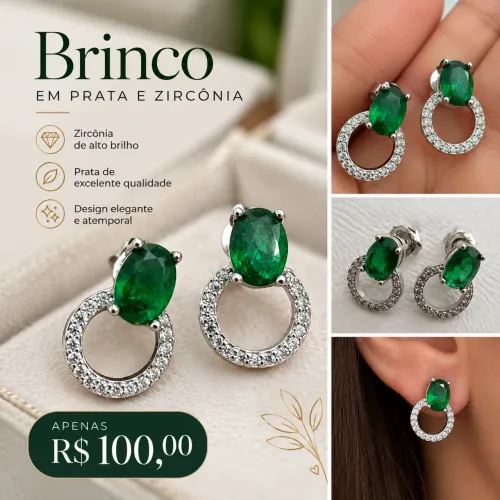 Brinco em prata com zirconias