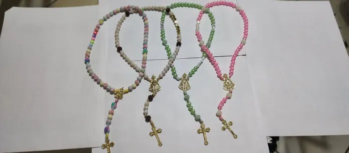 Terço artesanal religião católica bíblia crucifixo artesanal 