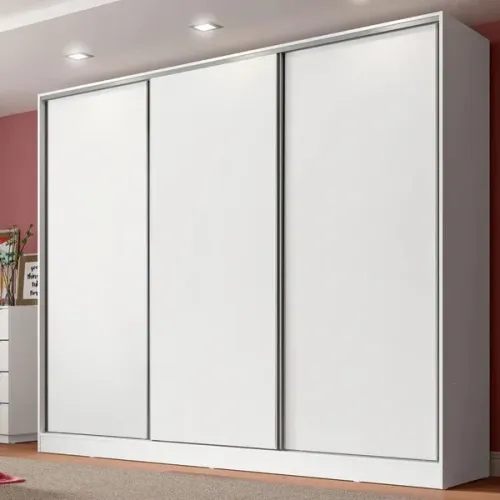 Guarda-Roupa Casal 100% MDF Madesa Royale 3 Portas De Correr Branco