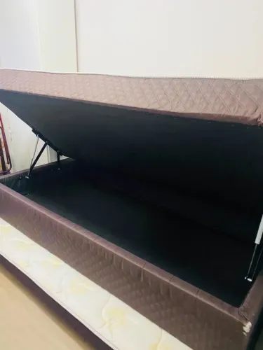 Cama box solteiro com baú e cama auxiliar
