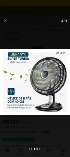 Ventilador mondial 8 pás 110v