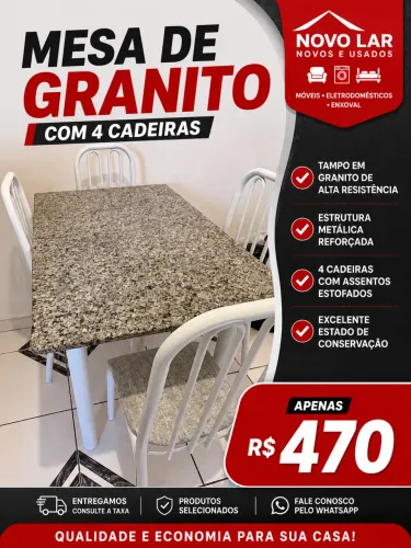 Mesa de granito com 4 cadeiras