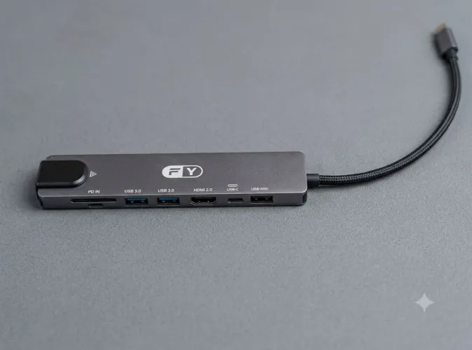 Hub USB-C Premium 8 em 1 (Internet via Cabo, HDMI 4K e USBs) - Pouco Uso tipo uma semana