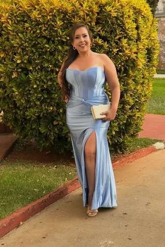 Vestido longo azul serenity