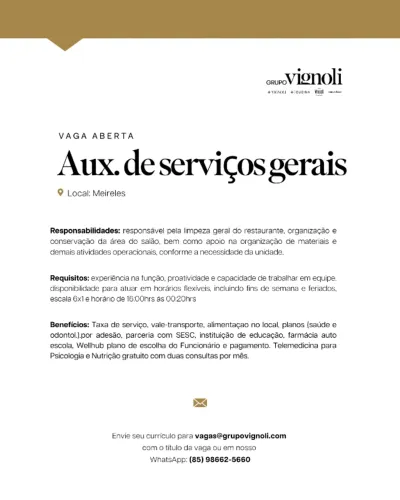 Auxiliar de serviços gerais - Vignoli Meireles
