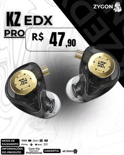 [NOVO] Fone de Ouvido KZ EDX PRO Profissional - Garantia 45 Dias