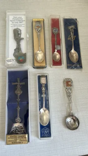 Lote 7 colheres antigas prata 800