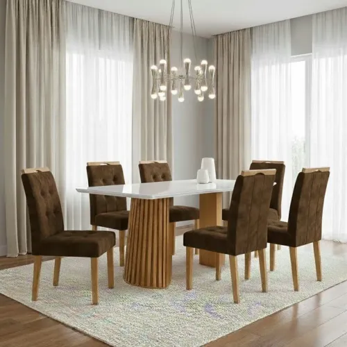 Mesa Nevada com 6 cadeiras Sophia - Entrega Rápida