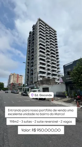 Ed. Gioconda à venda no Bairro do Marco, 198m2, 3suites, 2 vagas soltas, 930 mil