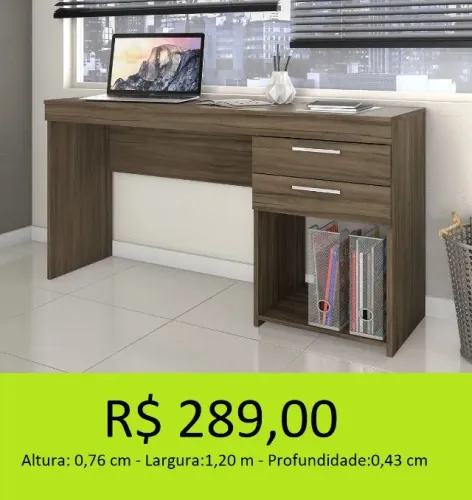 Escrivaninha de 1,20 com duas gavetas - temos a pronta entrega