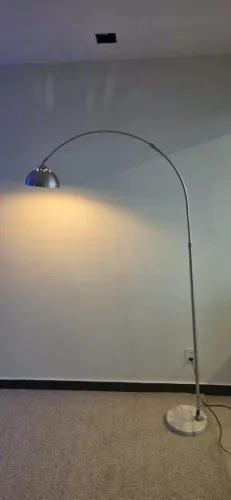 Luminária Chão Arco Mármore Led Lustre Metal P