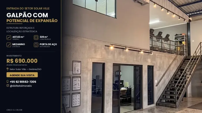 GALPÃO COMERCIAL À VENDA | SETOR SOLAR VILLE  GOIÂNIA