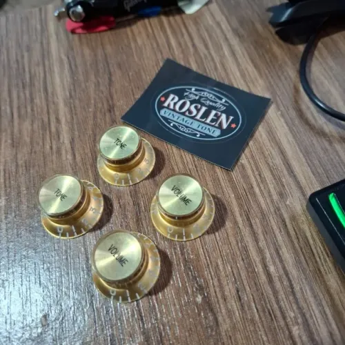 Knobs Roslen para guitarras Gibson dourados com miolos dourados