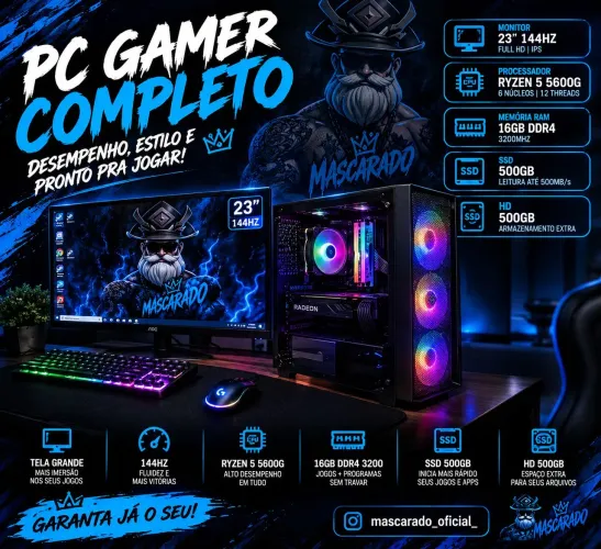 Pc gamer completo Ryzen 