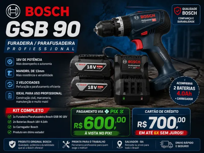 PARAFUSADEIRA BOSCH GSB90 COMPLETA!