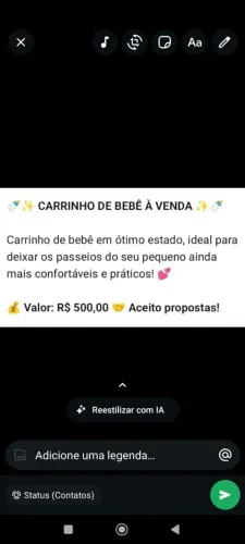 Carrinho de bebê Moisés usou pouco estado novo 500 reais pra sair hj *