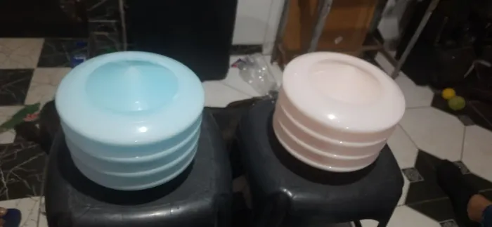 Vendo cúpulas de iluminação estilo escadinha em vidro opalino