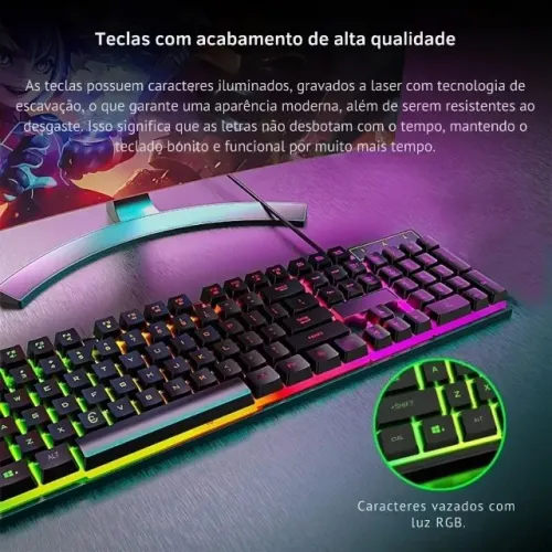 Teclado Gamer Semi Mecânico RGB