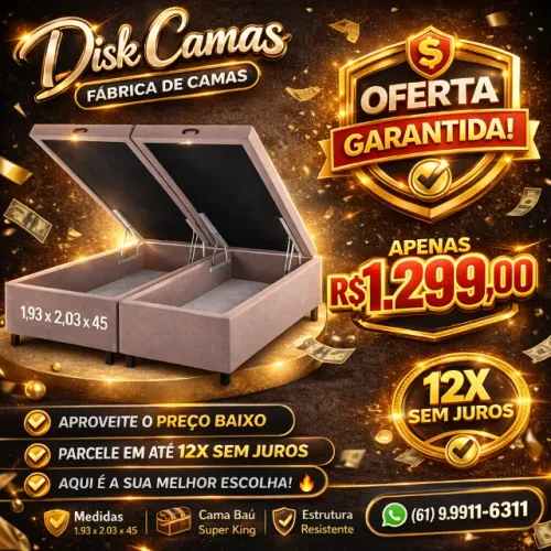 Cama Baú Super King. CHEGOU A OFERTA QUE VOCÊ ESTAVA ESPERANDO!