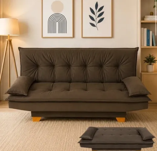 Sofá Cama Dallas 1,88m Veludo Marrom