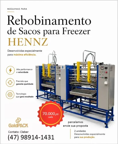 Máquina Rebobinadeira para Sacos de Freezer HENNZ - Alta Performance