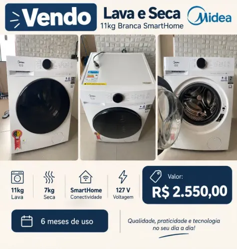 Lava e Seca Midea 11Kg Branca SmarHome